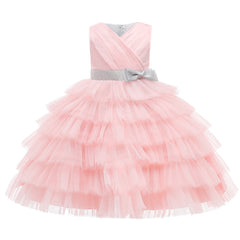 Summer Girl Party Dresses Vestidos Fluffy Ball Gown Pink Birthday Princess Dress Flower Girls Dresses For Wedding Kids Clothes.