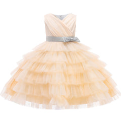 Summer Girl Party Dresses Vestidos Fluffy Ball Gown Pink Birthday Princess Dress Flower Girls Dresses For Wedding Kids Clothes.