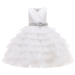 Summer Girl Party Dresses Vestidos Fluffy Ball Gown Pink Birthday Princess Dress Flower Girls Dresses For Wedding Kids Clothes.