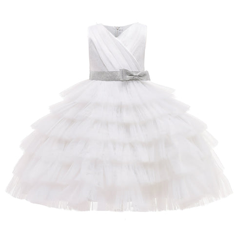 Summer Girl Party Dresses Vestidos Fluffy Ball Gown Pink Birthday Princess Dress Flower Girls Dresses For Wedding Kids Clothes.