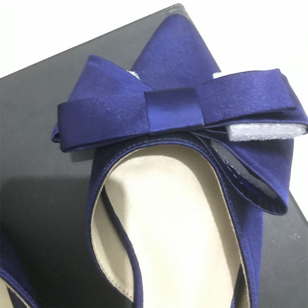 Spring and summer women's shoes Korean silk satin Pointed bow tie slippers