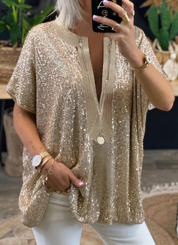 Elegant sequined t-shirt perfect for special occasions, combining style and comfort in a unique fashion statement.