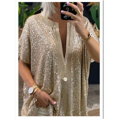 Elegant sequined t-shirt perfect for special occasions, combining style and comfort in a unique fashion statement.
