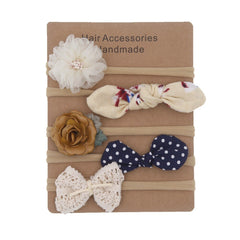 Nylon Elastic Baby Headband Solid Knot Flower Fabric.