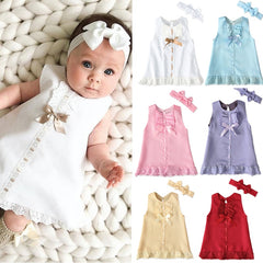 Newborn Baby Cute Bow Sleeveless Princess Dresses.