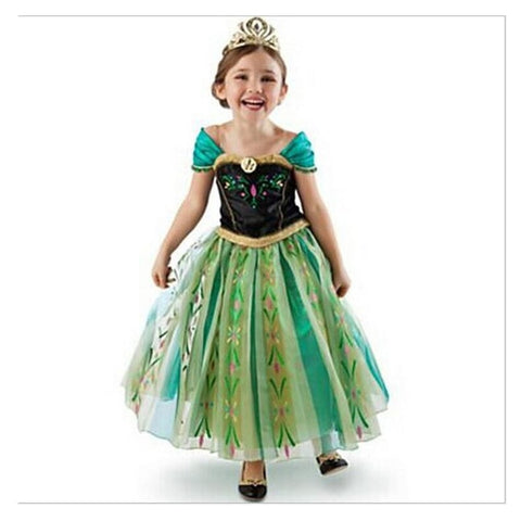 Summer Girls Dress Cartoon Cosplay Snow Queen Princess Dresses Elsa Dresses Anna Costume Baby Children Clothes Kids Clothing.