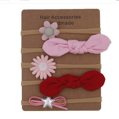 Nylon Elastic Baby Headband Solid Knot Flower Fabric.