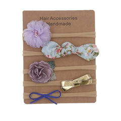Nylon Elastic Baby Headband Solid Knot Flower Fabric.