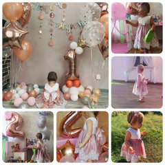 Elegant baby girls' dresses in soft fabrics, perfect for special occasions and everyday wear.