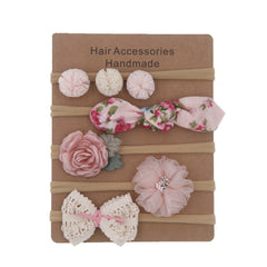 Nylon Elastic Baby Headband Solid Knot Flower Fabric.