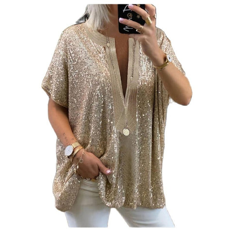 Elegant sequined t-shirt perfect for special occasions, combining style and comfort in a unique fashion statement.
