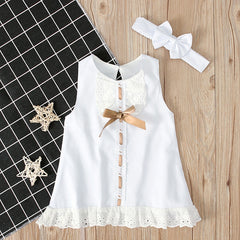 Newborn Baby Cute Bow Sleeveless Princess Dresses.