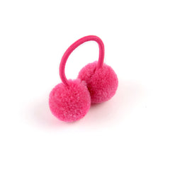 14pcs of 1.4" Small Solid Double Fur Ball With Elastic Rope Handmade Hair Band For Kids Girls.