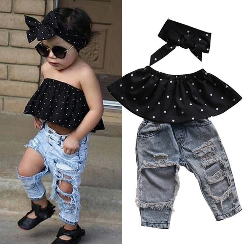 Baby Girl Summer Clothes Set Sleeveless Top.