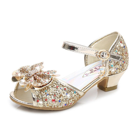 Princess Girls Party Shoes Children Sandals Colorful Sequins High Heels Shoes Girls Sandals Peep Toe Summer Kids Shoes CSH813.