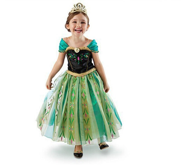 Summer Girls Dress Cartoon Cosplay Snow Queen Princess Dresses Elsa Dresses Anna Costume Baby Children Clothes Kids Clothing