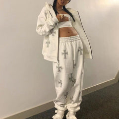 Stylish rhinestone joggers, perfect for casual outfits with a touch of glamour.