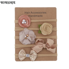 Nylon Elastic Baby Headband Solid Knot Flower Fabric.