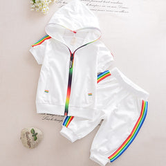 Stylish summer outfits for kids, featuring tailored suits suitable for warm weather occasions.