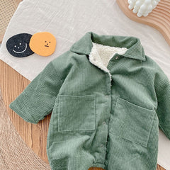 Baby Rompers Corduroy Jumpsuits Fur Lining Girls Clothes Fleece Outerwear.