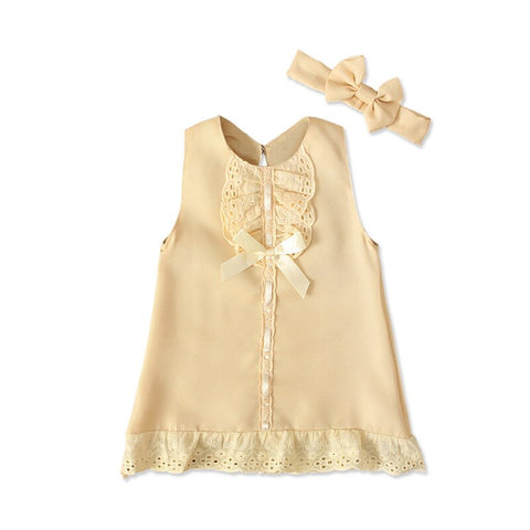 Newborn Baby Cute Bow Sleeveless Princess Dresses.