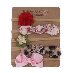 Nylon Elastic Baby Headband Solid Knot Flower Fabric.