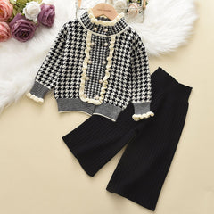 Winter Wool Coats And Skirts Kids Clothing Sets.