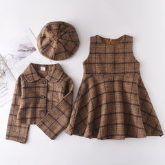 Winter Wool Coats And Skirts Kids Clothing Sets.