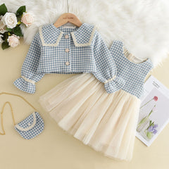 Winter Wool Coats And Skirts Kids Clothing Sets.