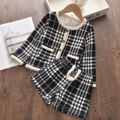 Winter Wool Coats And Skirts Kids Clothing Sets.