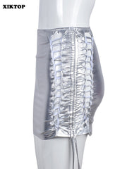 XIKTOP Lace-Up Hip Skirts Women Sexy Hollow Out Skinny Streetwear Y2K All-Matching Party Skirt Slim Bottoms Elegant Vestido.