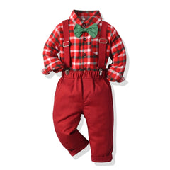 Christmas Outfit Red Plaid T-Shirts Pants.
