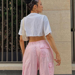 Fashionable oversized cargo pants designed for comfort and utility, perfect for contemporary streetwear enthusiasts.