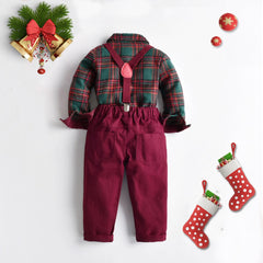 Christmas Outfit Red Plaid T-Shirts Pants.