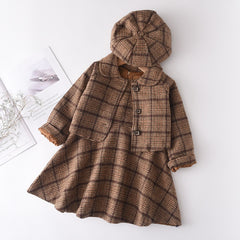 Winter Wool Coats And Skirts Kids Clothing Sets.