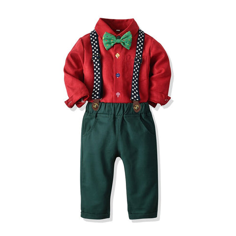 Christmas Outfit Red Plaid T-Shirts Pants.