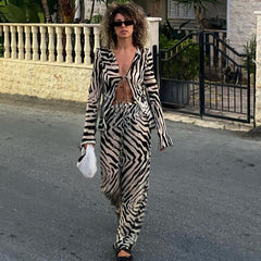 FSDA Print Mesh Long Sleeve Top Shirts Green And Maxi.