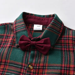 Christmas Outfit Red Plaid T-Shirts Pants.