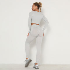 Women's Sets Skinny Tracksuit Breathable Bra Long Sleeve Top Seamless Outfits High Waist Push Up Leggings Gym Clothes Sport Suit.