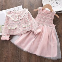 Winter Wool Coats And Skirts Kids Clothing Sets.