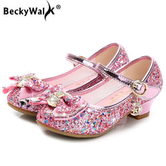 Princess Girls Party Shoes Children Sandals Colorful Sequins High Heels Shoes Girls Sandals Peep Toe Summer Kids Shoes CSH813.