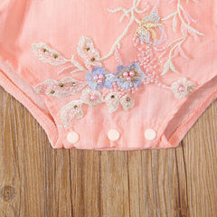 Elegant ruffle sleeve blouse featuring intricate floral embroidery for a sophisticated look.