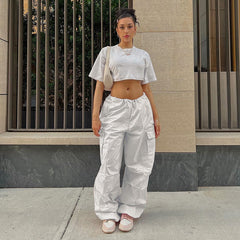 Fashionable oversized cargo pants designed for comfort and utility, perfect for contemporary streetwear enthusiasts.
