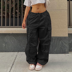 Fashionable oversized cargo pants designed for comfort and utility, perfect for contemporary streetwear enthusiasts.