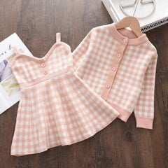 Winter Wool Coats And Skirts Kids Clothing Sets.