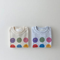 Smile Face Sweatshirt Tops+Jogger Pants Set Casual.