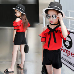 Summer 2020 Girls Clothing Sets Kids T-shirt+Shorts Suits Short Sleeve Children Fashion Girl Clothes Outfit 4 6 8 10 11 12 Years.
