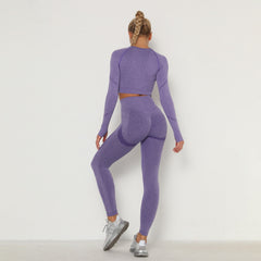 Women's Sets Skinny Tracksuit Breathable Bra Long Sleeve Top Seamless Outfits High Waist Push Up Leggings Gym Clothes Sport Suit.
