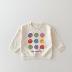 Smile Face Sweatshirt Tops+Jogger Pants Set Casual.
