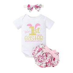 2pcs Baby Girls Outfit Clothes Romper For 0-18M Kids Summer Infantborn Toddler Jumpsuit Bodysuit+Pants Set.